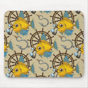 Alfombrilla De Ratón Modelo del capitán de mar pescado
