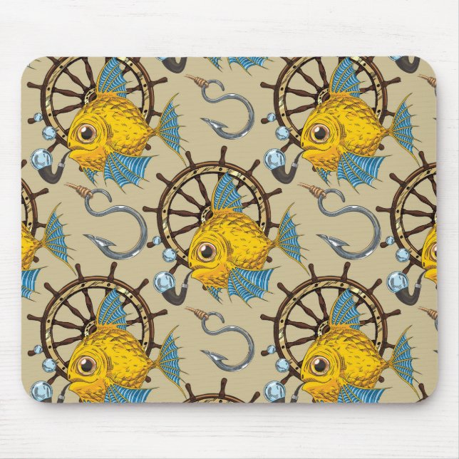 Alfombrilla De Ratón Modelo del capitán de mar pescado (Frente)