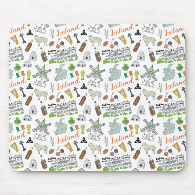 Alfombrilla De Ratón Modelo del Doodle del bosquejo de Irlanda (Frente)