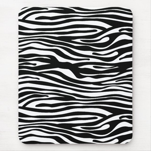 Alfombrilla De Ratón Modelo del estampado de zebra - blanco y negro (Frente)