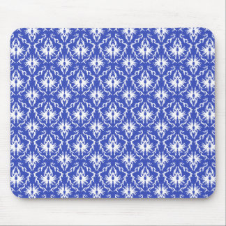 Alfombrilla De Ratón Modelo elegante del damasco. Azul y blanco
