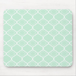 Alfombrilla De Ratón Modelo geométrico de Quatrefoil de la verde menta