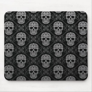 Alfombrilla De Ratón Modelo gris y negro del cráneo del azúcar