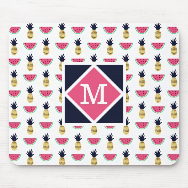 Alfombrilla De Ratón Modelo lindo del Doodle de la piña y de la sandía (Frente)