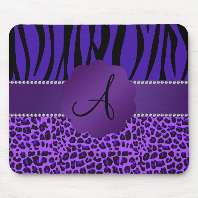 Alfombrilla De Ratón Modelo púrpura de la cebra del leopardo del (Frente)