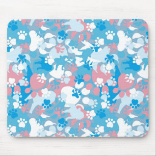 Alfombrilla De Ratón Modelo rosado y azul del perro del camuflaje