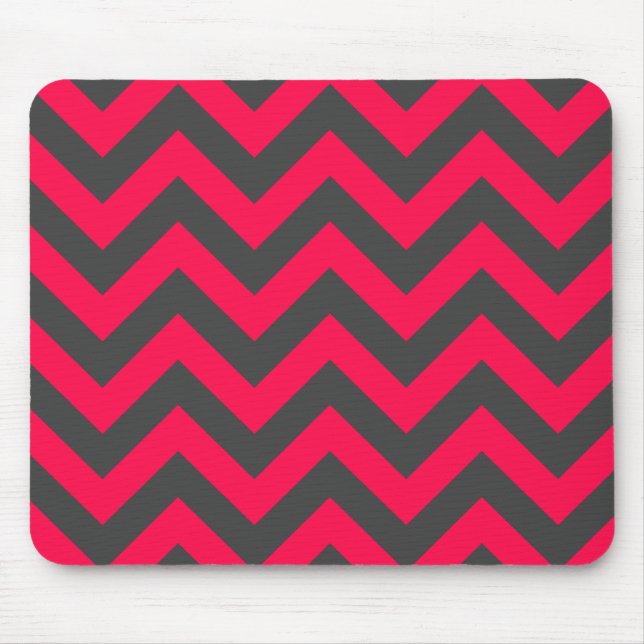 Alfombrilla De Ratón Modelo rosado y gris de neón de Chevron (Frente)