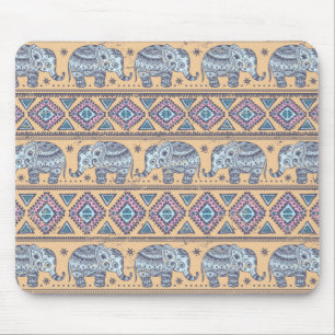 Alfombrilla De Ratón Modelo tribal del elefante étnico azul