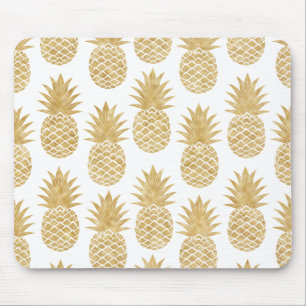 Alfombrilla De Ratón Modelo tropical elegante de la piña del oro blanco