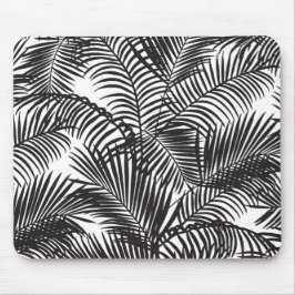 Alfombrilla De Ratón Modelo tropical negro moderno de las palmeras