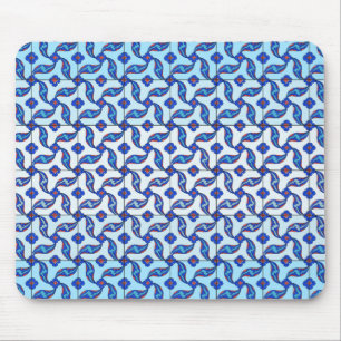 Alfombrilla De Ratón Modelo turco azul de la teja de Iznik