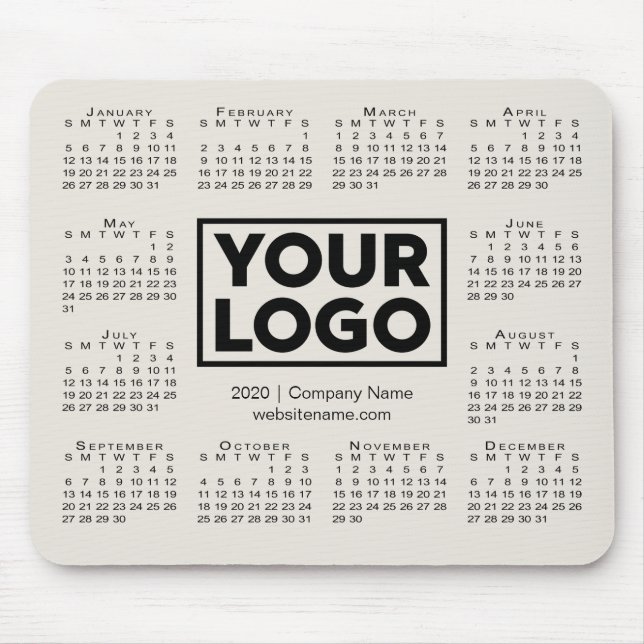 Alfombrilla De Ratón Modern 2020 Calendar Business Company Logo Beige (Frente)
