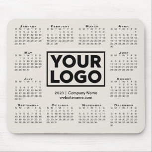Alfombrilla De Ratón Modern 2023 Calendar Business Company Logo Beige