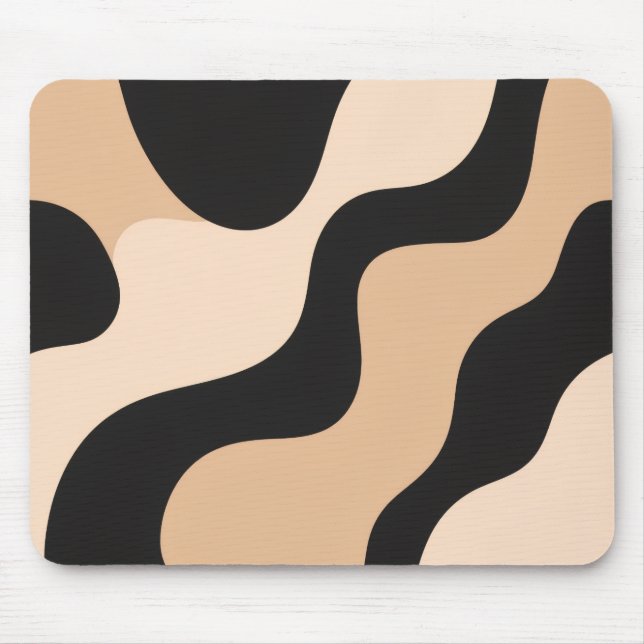 Alfombrilla De Ratón Modern Beige & Black Wave Mousepad (Frente)