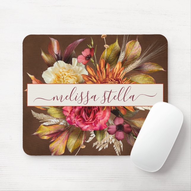 Alfombrilla De Ratón Modern Bold Rustic Floral | Girly Gift (Con ratón)