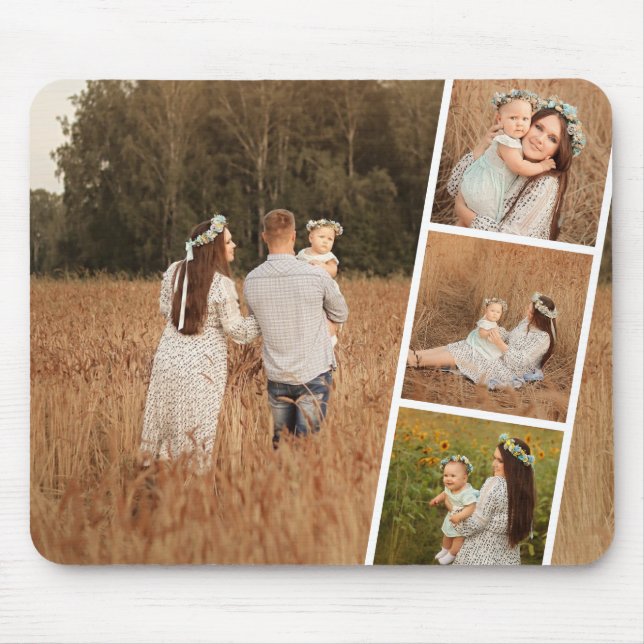 Alfombrilla De Ratón Modern Custom 4 Photo Collage Mousepad (Frente)