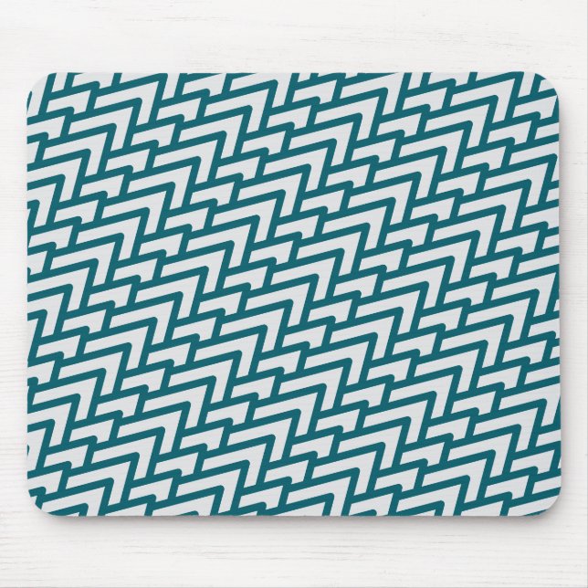 Alfombrilla De Ratón Modern Dark Teal Geometric Pattern on Light Gray (Frente)