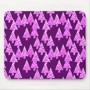 Alfombrilla De Ratón Modern flower Christmas trees - amethyst purple