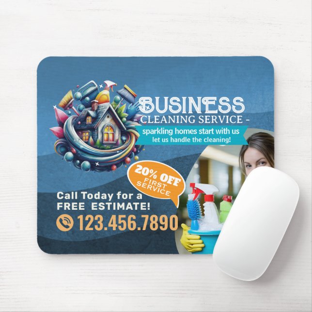 Alfombrilla De Ratón Modern House Cleaning Maid Service Housekeeping (Con ratón)