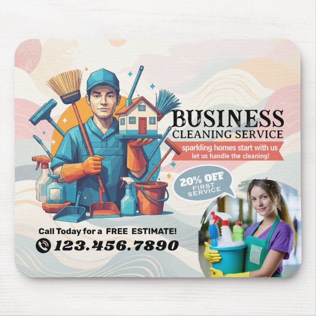 Alfombrilla De Ratón Modern House Cleaning Maid Service Housekeeping (Frente)
