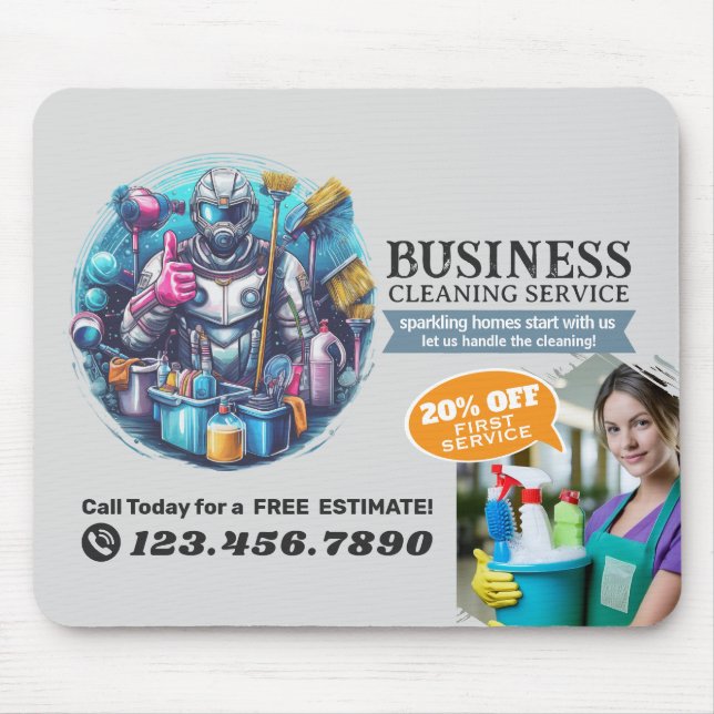 Alfombrilla De Ratón Modern House Cleaning Maid Service Housekeeping (Frente)