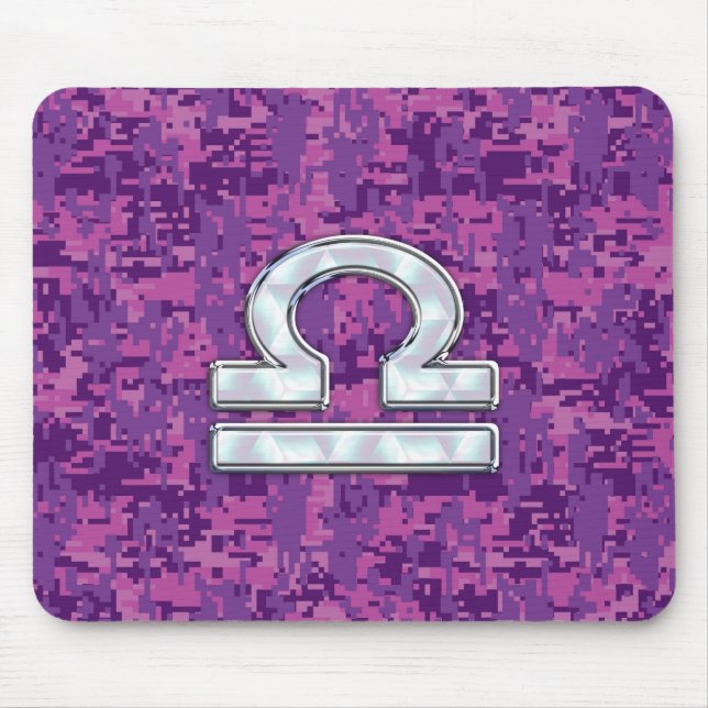 Alfombrilla De Ratón Modern Libra Zodiac Symbol on Fuchsia Digital Camo (Frente)
