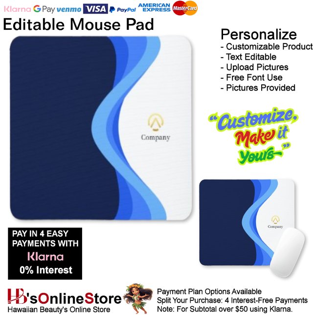 Alfombrilla De Ratón Modern Minimalist Company Blue White Business (Modern Minimalist Company Blue White Business Mouse Pad.)