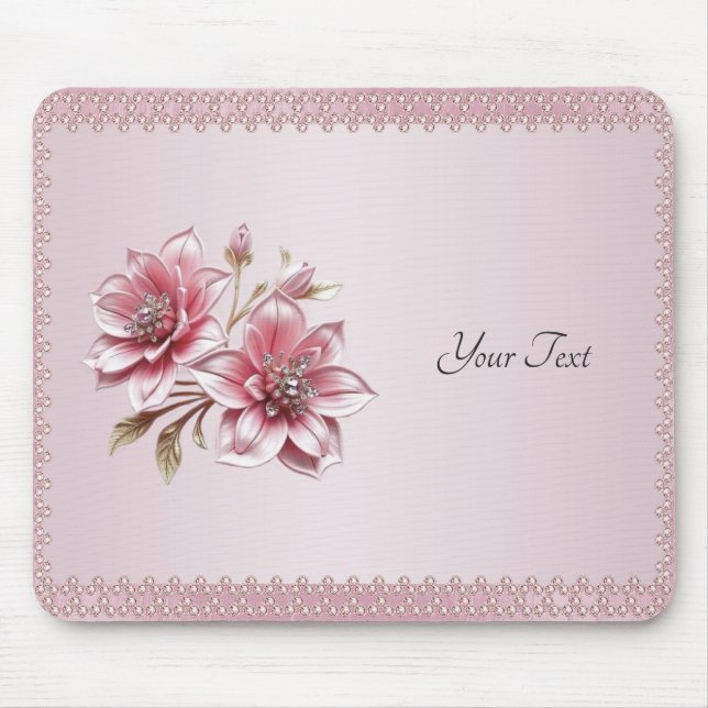 Alfombrilla De Ratón Modern Pink Flowers Mousepad (Frente)
