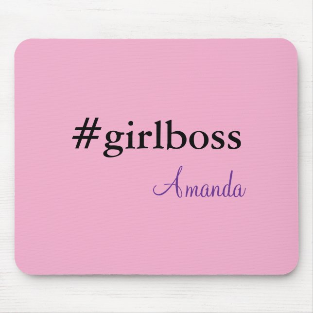 Alfombrilla De Ratón Modern Pink Girl Boss & Name | best Girly Mousepad (Frente)
