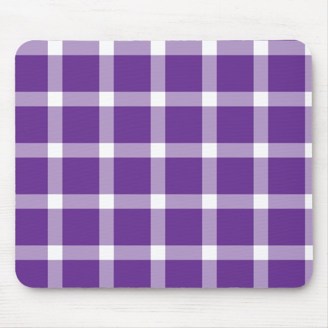 Alfombrilla De Ratón Modern Purple and White Gingham Checkered Pattern (Frente)