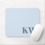 Alfombrilla De Ratón Modern Soft Blue Monogram Initials Personalized<br><div class="desc">Modern Soft Blue Monogram Initials Personalized Mouse Pad</div>