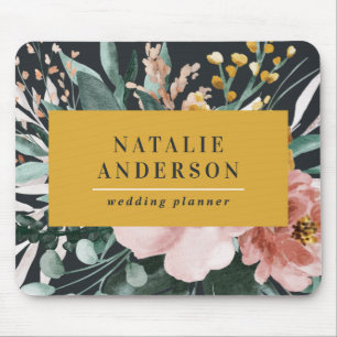 Alfombrilla De Ratón Moderna acuarela floral y follaje elegante