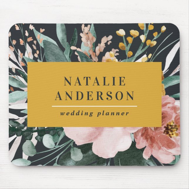 Alfombrilla De Ratón Moderna acuarela floral y follaje elegante (Frente)