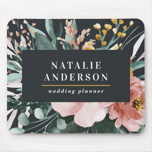 Alfombrilla De Ratón Moderna acuarela floral y follaje elegante (Frente)