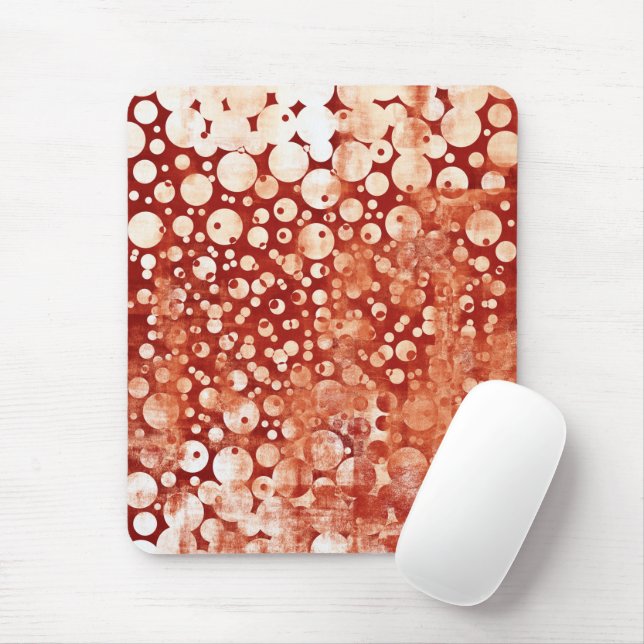 Alfombrilla De Ratón Moderna descripción de las burbujas blancas rojas  (Con ratón)
