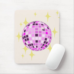 Alfombrilla De Ratón Moderna Discoteca Purple Retro Rosa Ball Beige