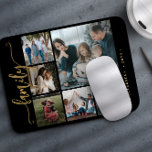 Alfombrilla De Ratón Moderna y elegante caligrafía familiar de 6 fotogr<br><div class="desc">Elegante guión moderno de caligrafía escrita a mano de la familia con seis fotos personalizados de la plantilla de almohadilla de ratón de foto de keepsake de color oro negro. Tenga en cuenta que el color de fondo puede cambiar. Puede reemplazar el negro por cualquier otro color después de seleccionar...</div>