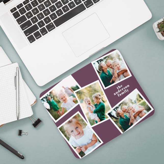 Alfombrilla De Ratón Moderna y elegante familia de fotos morado (Subido por el creador)