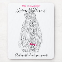 Alfombrilla De Ratón Moderno cabello ondulado blanco negro rosado de ba