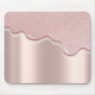 Alfombrilla De Ratón Moderno Glitter Drips Rosa Dorado con Estilo