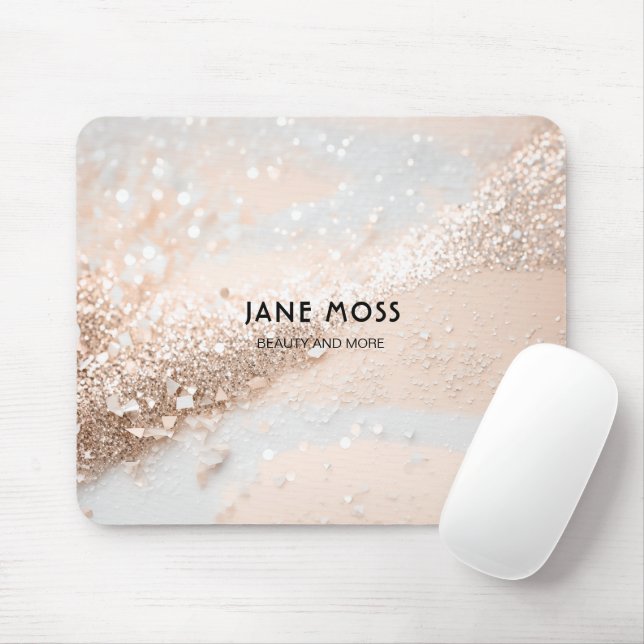 Alfombrilla De Ratón Moderno, Monograma, Salón, Purpurina (Imitate) (Con ratón)