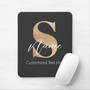 Alfombrilla De Ratón Moderno Monogramado inicial S & Name personalizado