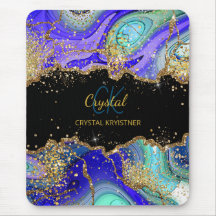 Moderno portátil monograma verde azul Agate Purpur