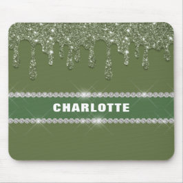 Alfombrilla De Ratón Moderno Purpurina verde sabio goteo resplandecient