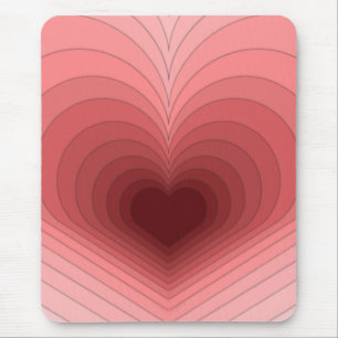 Alfombrilla De Ratón Moderno Retro Funky Rojo Pink Heart Mousepad