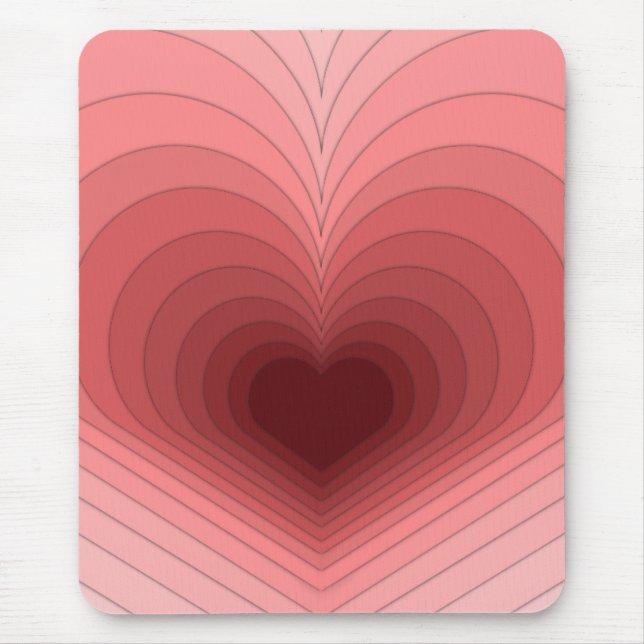 Alfombrilla De Ratón Moderno Retro Funky Rojo Pink Heart Mousepad (Frente)
