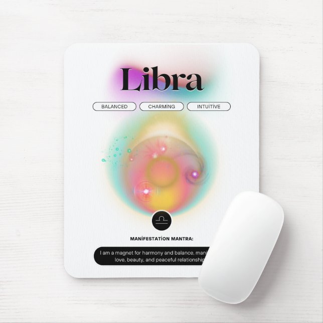 Alfombrilla De Ratón Moderno Rótulo Zodiac Libra Cotización Elemento Ai (Con ratón)