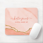 Alfombrilla De Ratón Moderno Rubor Pink Watercolor y Faux Gold Business<br><div class="desc">Una elegante y moda acuarela rosa y un falso mousepad de negocios dorado. Cuenta con un tipo de letra de caligrafía con letras a mano para su nombre.</div>