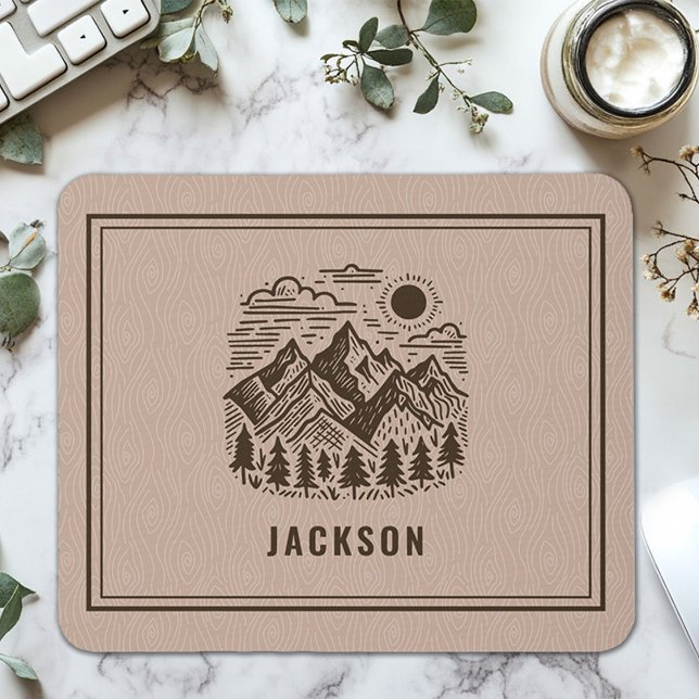 Alfombrilla De Ratón Moderno Rústico Montaña Personalizado  (Rustic Modern Mountain Custom Mousepad)
