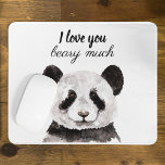 Alfombrilla De Ratón Moderno Te Amo Mucho El Panda Blanco Y Negro<br><div class="desc">Moderno Te Amo Mucho El Panda Blanco Y Negro</div>